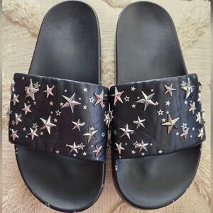 Tory Burch Black Star-Studded Slide Sandals